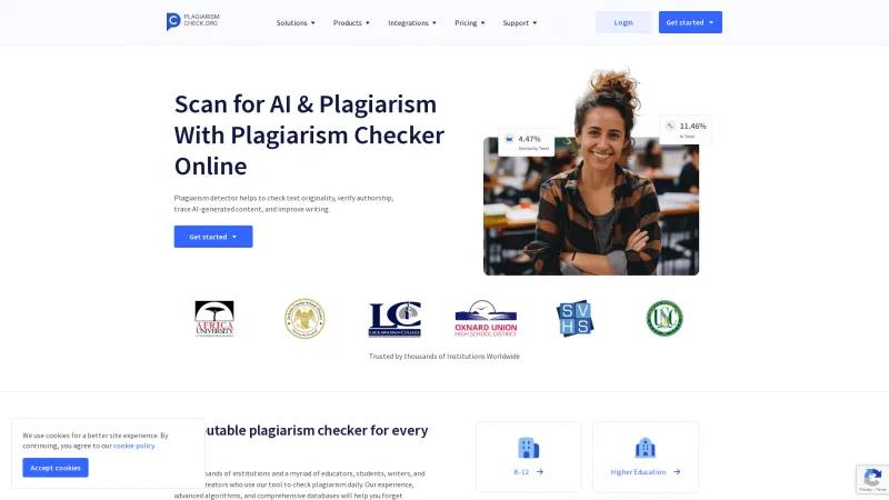 Homepage of PlagiarismCheck.org