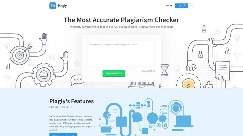 Homepage of Plagly