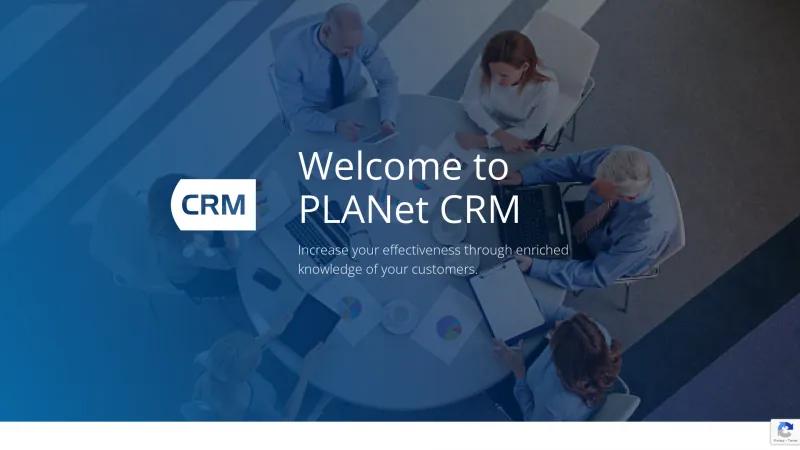 Homepage of PLANet CRM