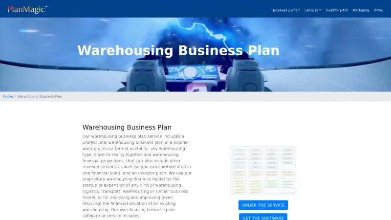 Homepage of PlanMagic Warehousing