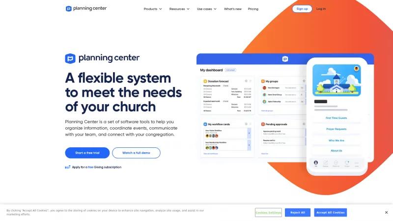 Homepage of Planning Center