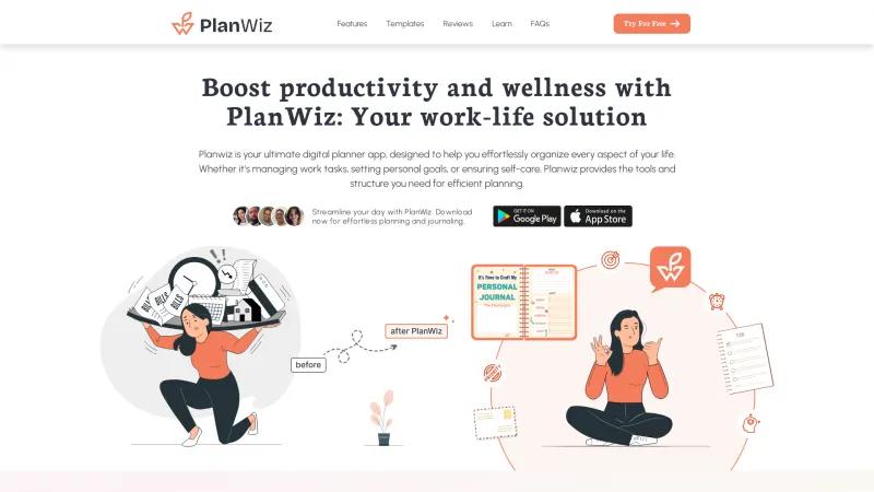 Homepage of PlanWiz