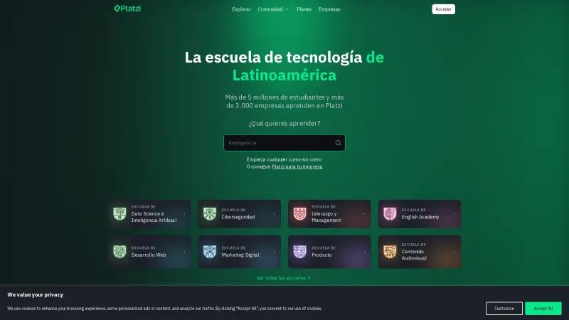 Homepage of Platzi