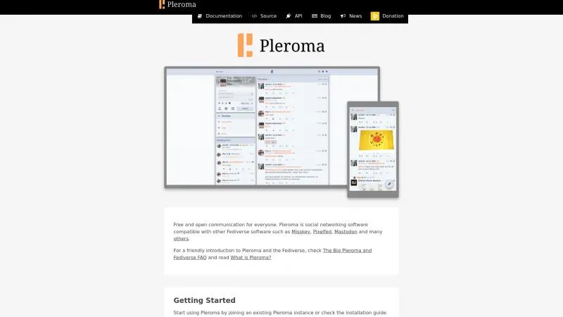 Homepage of Pleroma