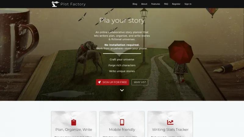 Homepage of Plot Factory