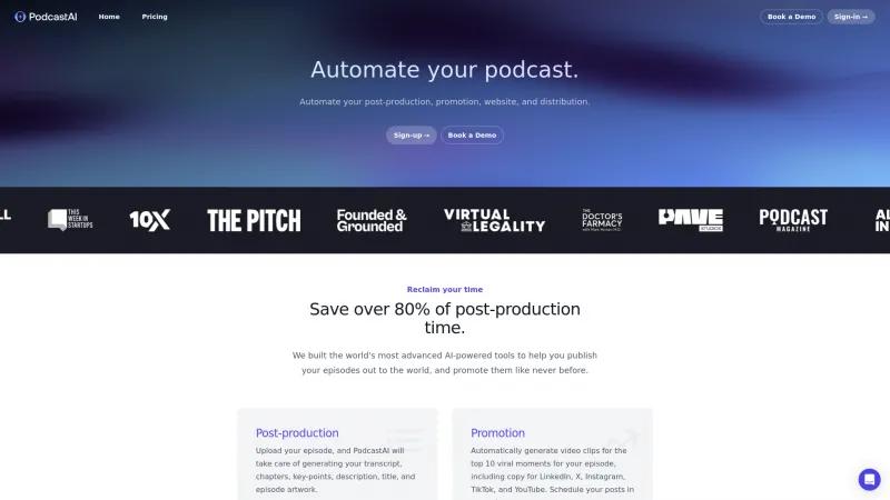 Homepage of PodcastAI