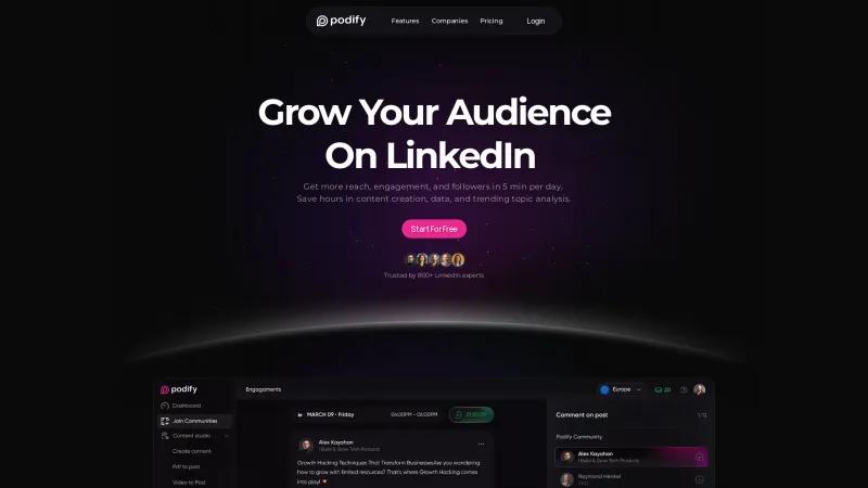 Homepage of Podify