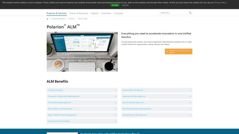 Homepage of Polarion ALM