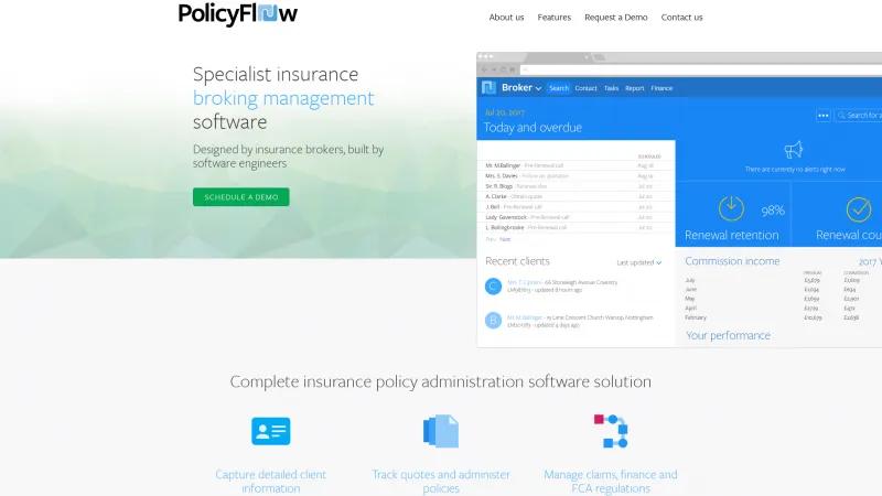 Homepage of PolicyFlow