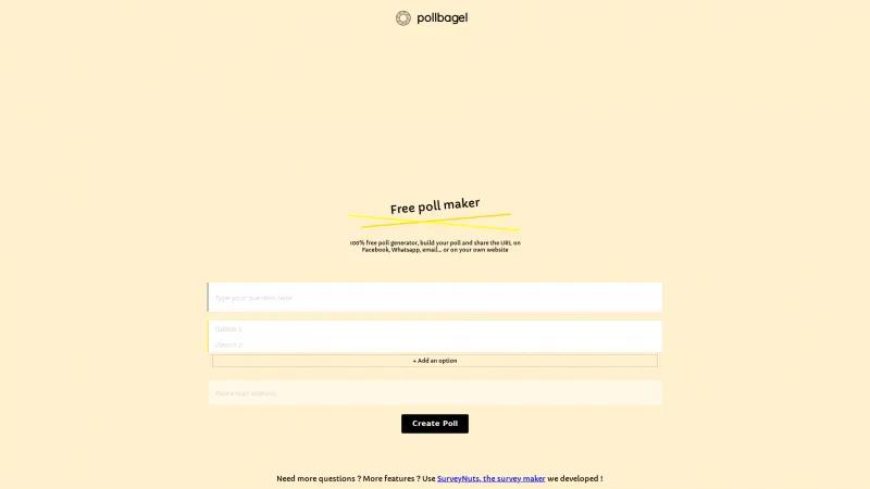 Homepage of PollBagel