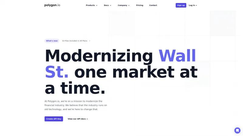 Homepage of Polygon.io