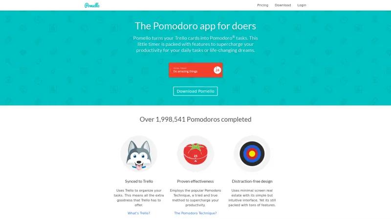 Homepage of Pomello