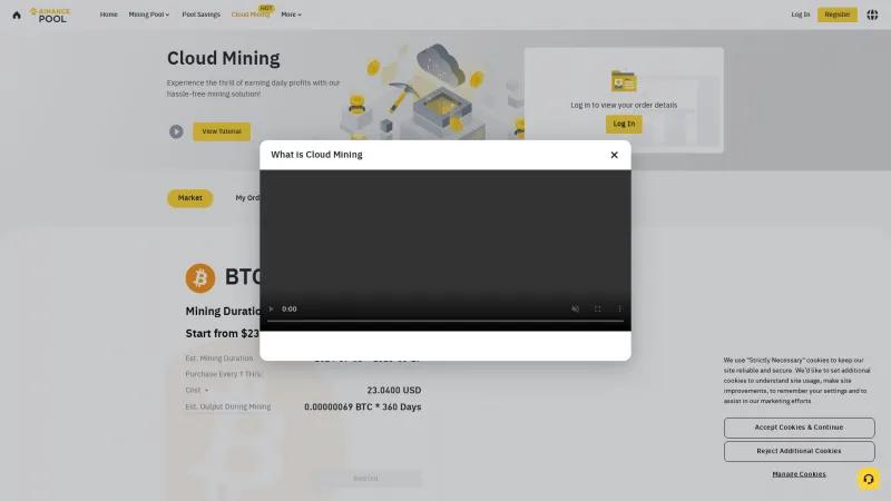 Homepage of Binance Cloud Mining