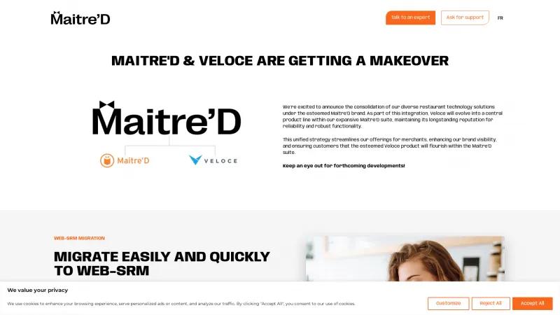 Homepage of Maitre'D POS