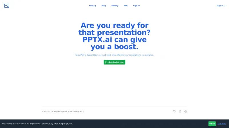 Homepage of PPTX.ai