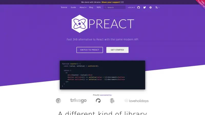 Homepage of Preact