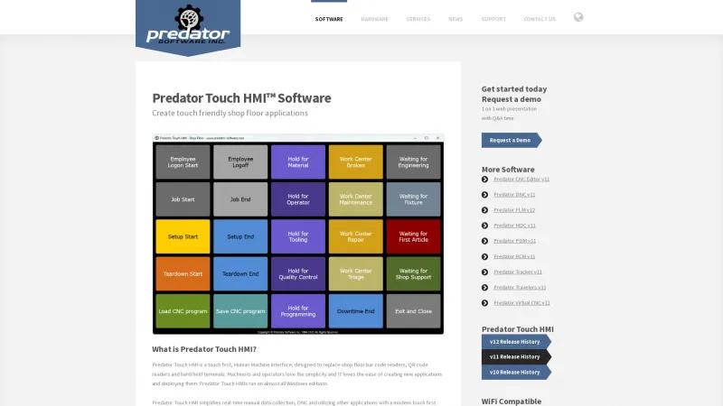 Homepage of Predator Touch HMI