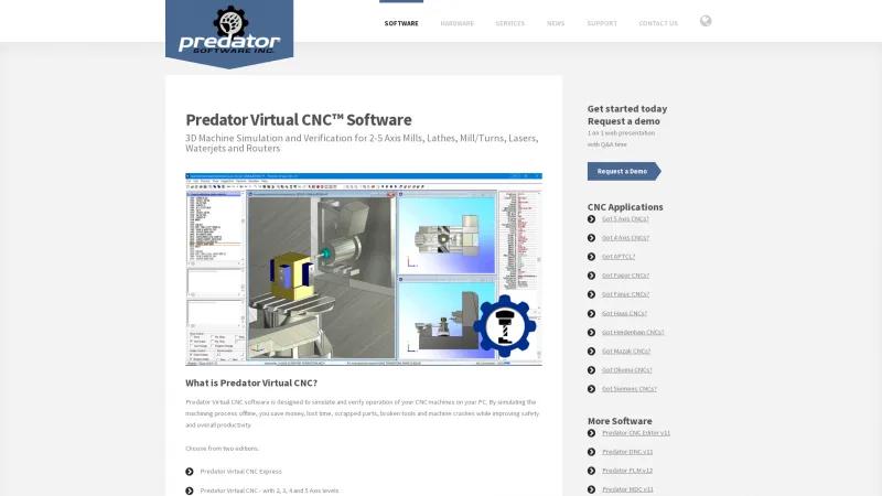 Homepage of Predator Virtual CNC