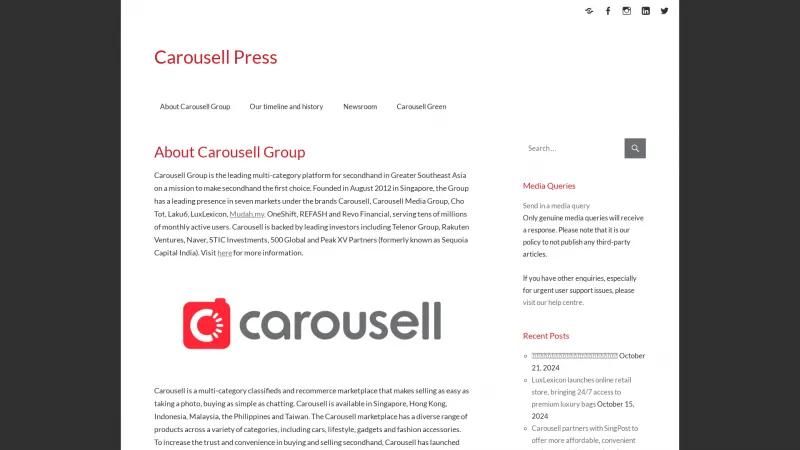 Homepage of Carousell