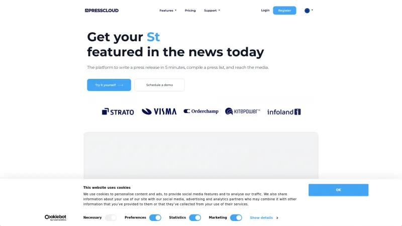 Homepage of Presscloud