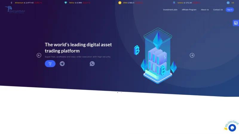 Homepage of PrimeCryptoMarket