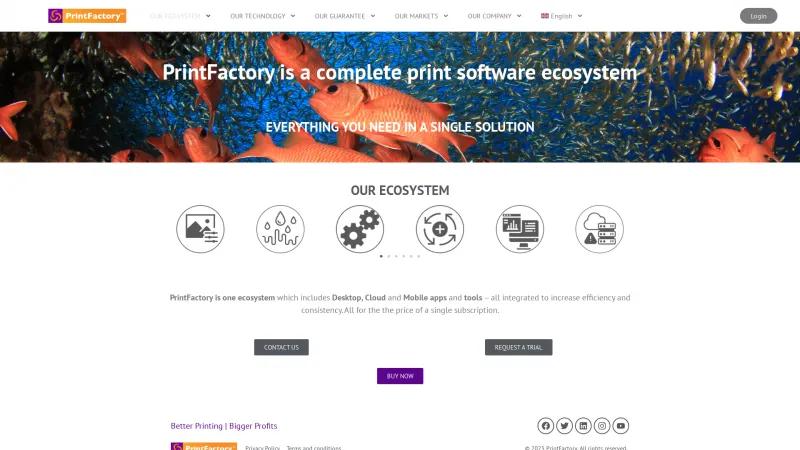 Homepage of PrintFactory