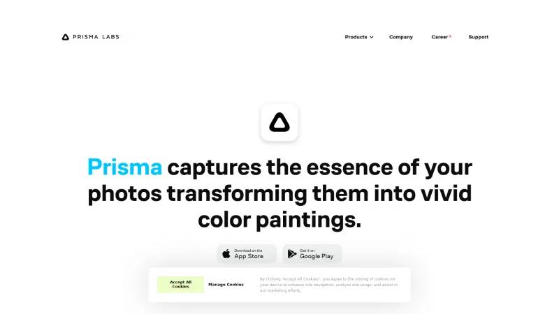 Homepage of Prisma