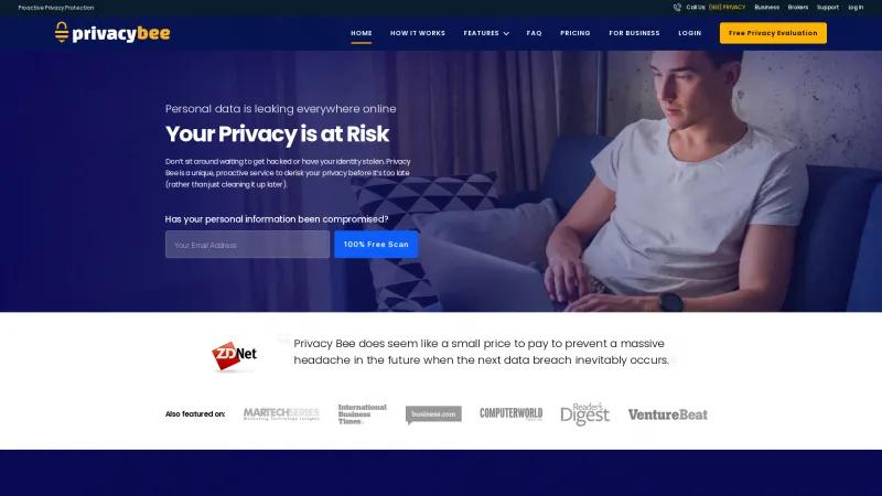 Homepage of Privacy Bee