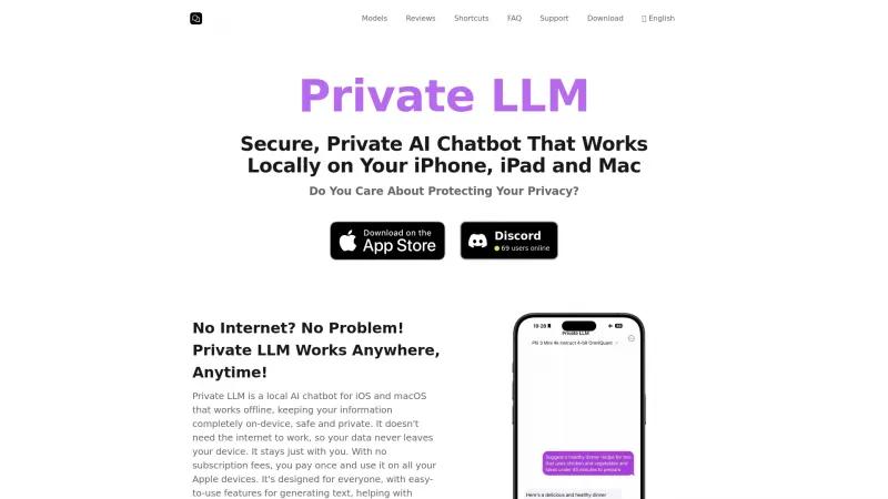 Homepage of Private LLM