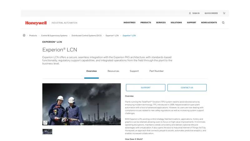 Homepage of Experion LCN