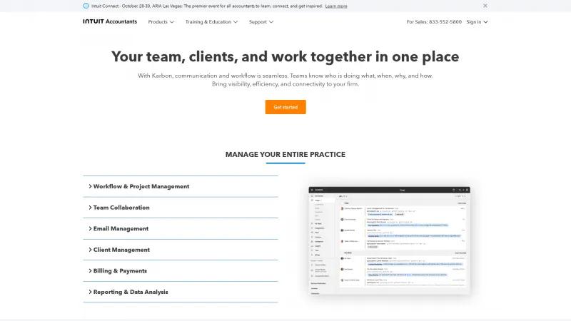 Homepage of Intuit Practice Management