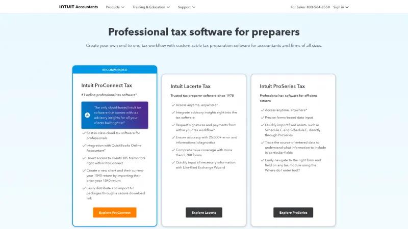 Homepage of Intuit ProSeries Tax