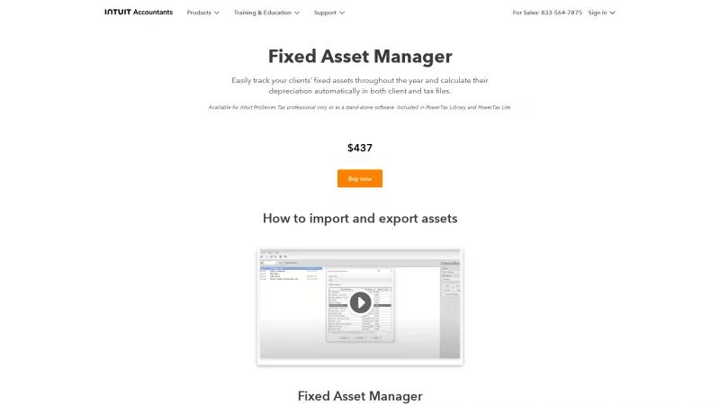 Homepage of ProSeries Fixed Asset Manager