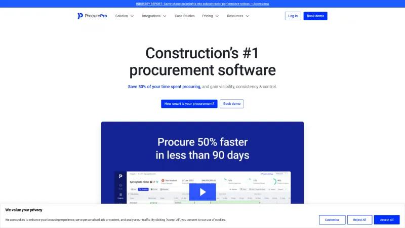 Homepage of ProcurePro