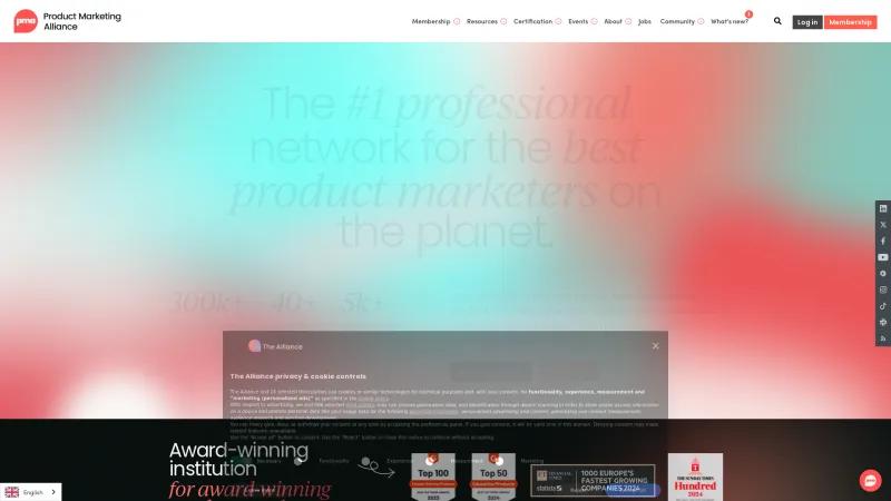 Homepage of Product Marketing Alliance