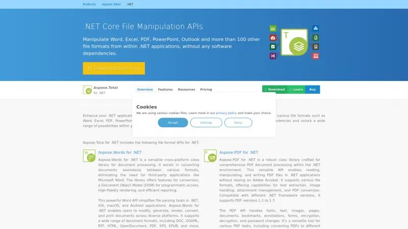 Homepage of Aspose.Total for .NET