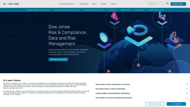 Homepage of Dow Jones Risk & Compliance