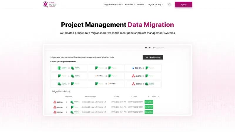 Homepage of FluentPro Project Migrator