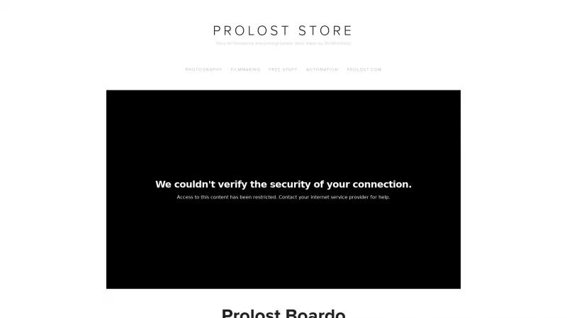 Homepage of Prolost Boardo