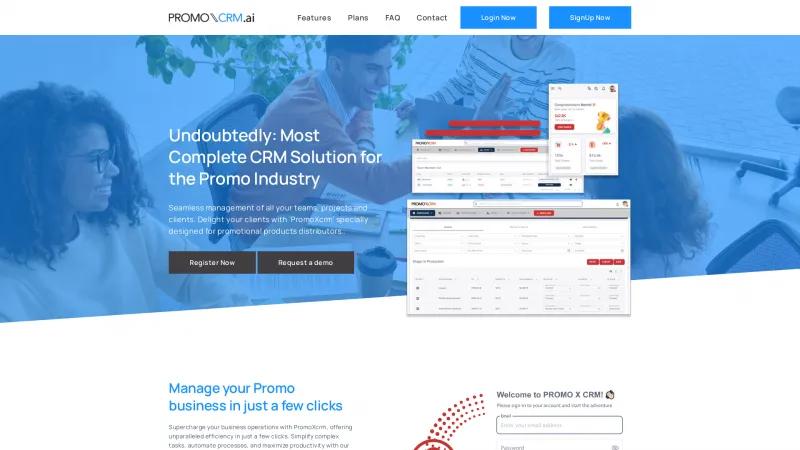 Homepage of PromoXcrm