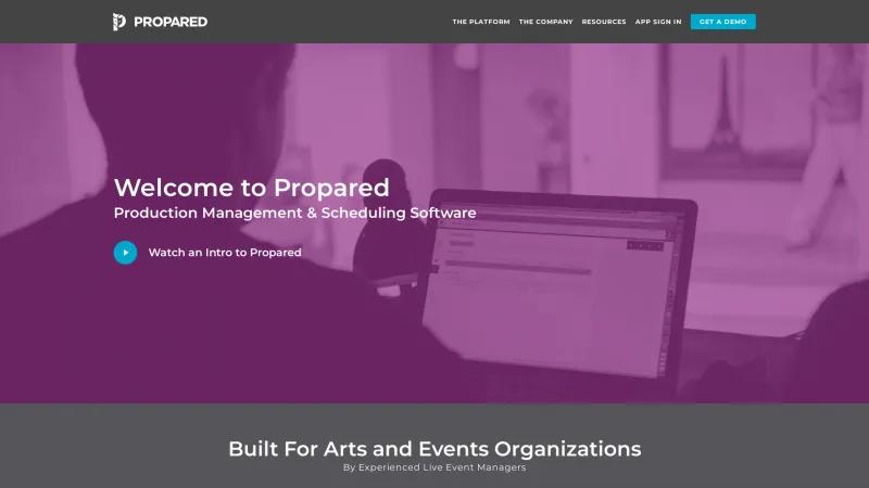 Homepage of Propared