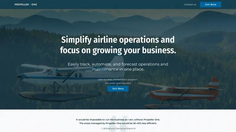 Homepage of Propeller One