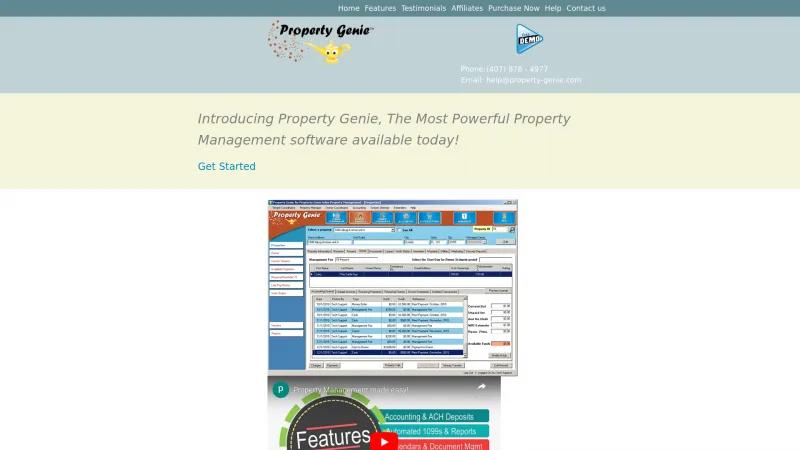 Homepage of Property Genie