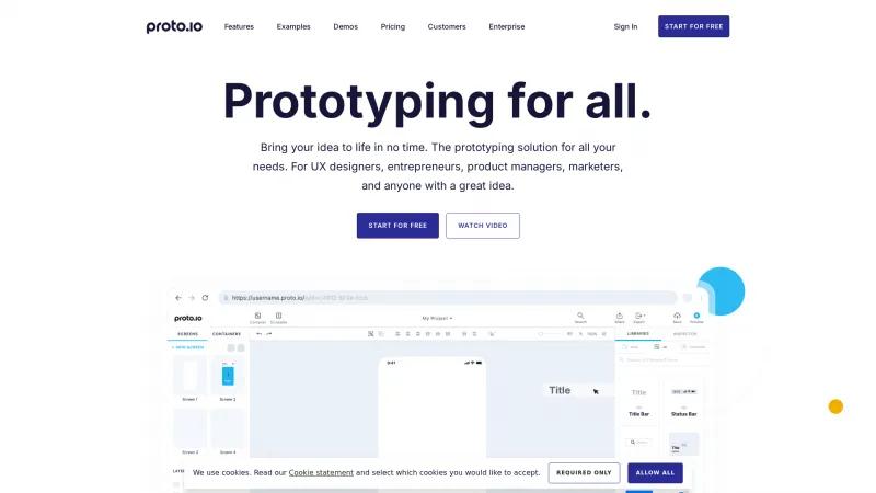 Homepage of Proto.io