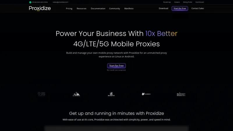 Homepage of Proxidize