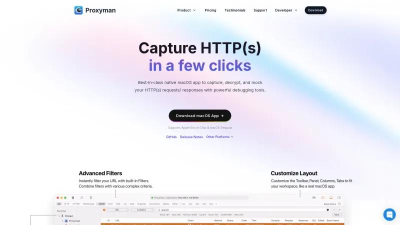 Homepage of Proxyman