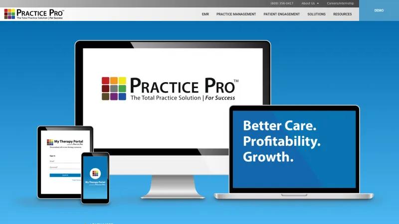 Homepage of Practice Pro