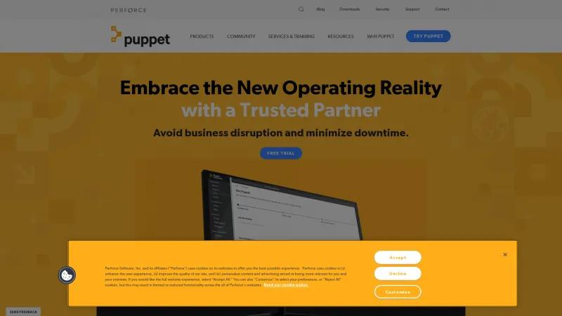 Homepage of Puppet Enterprise