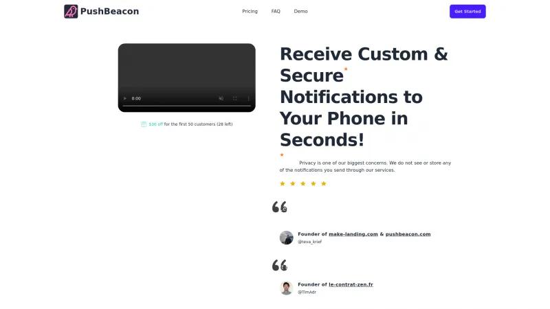 Homepage of PushBeacon