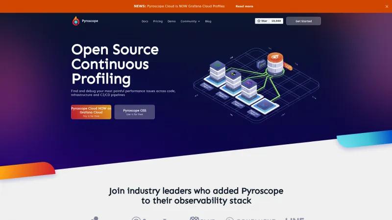 Homepage of Pyroscope